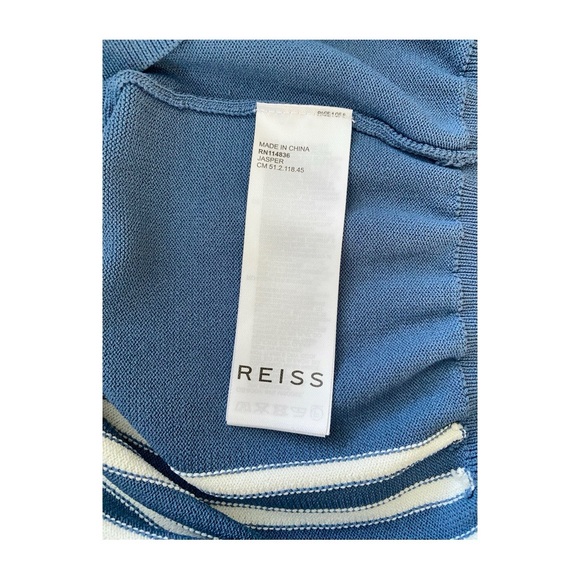 Reiss Jasper Half-Zip Striped Blue Polo T-Shirt Sz XL - Picture 7 of 11